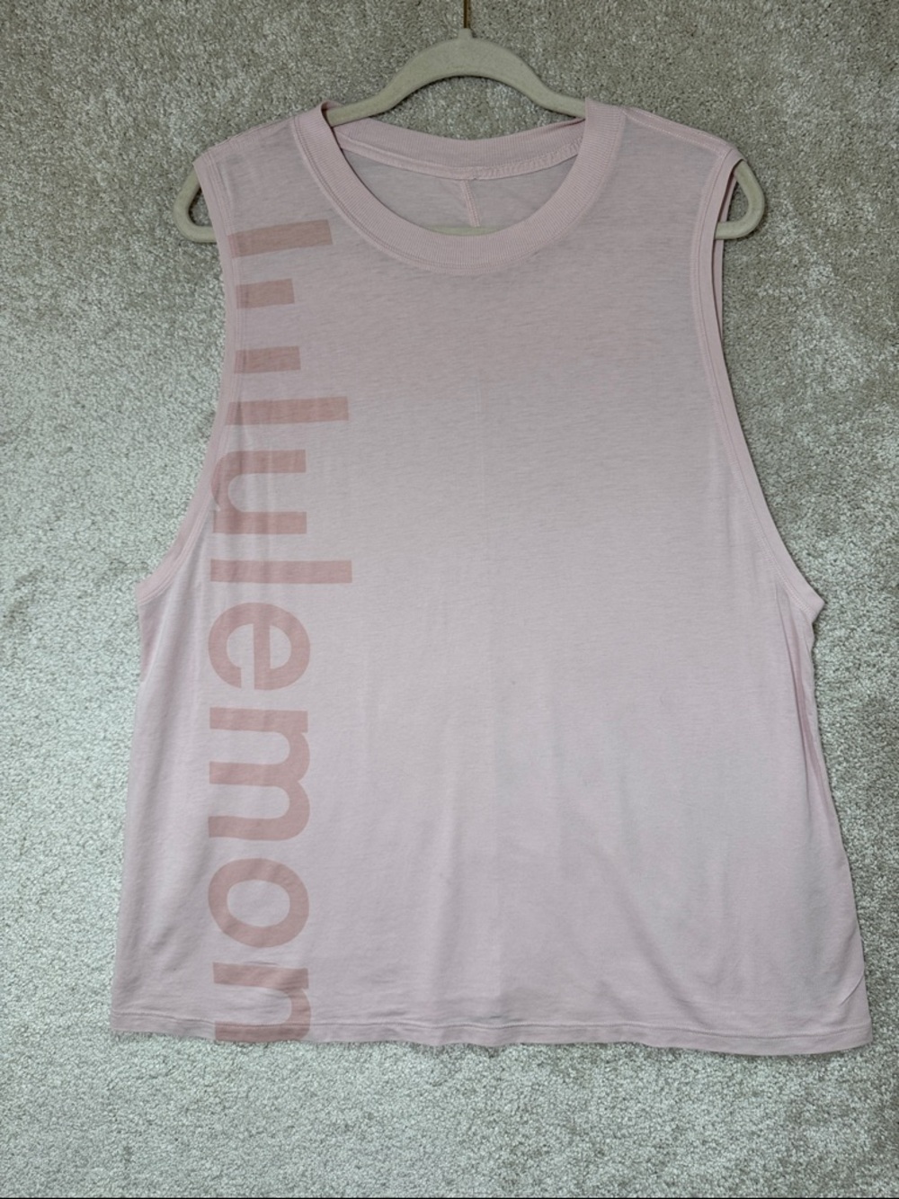 Lululemon Size 12 Pink All Yours Spell Out Logo Tank Top Oversized